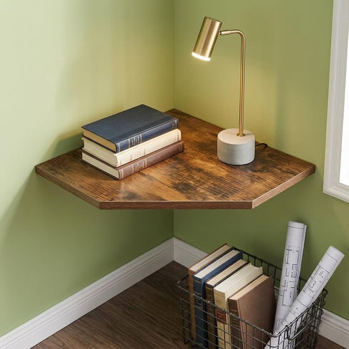 SUYU Set 3 11.8" of Floating Corner Shelves, Rustic Wood Corner Shelf Wall Mounted, L-Shaped Corner Wall Shelf