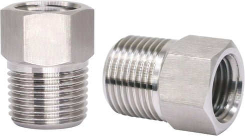 Stainless Steel Reducer Hex Bushing, 3/8 Male to 1/4 Female NPT Thread Reducing Adapter (Pack of 2)