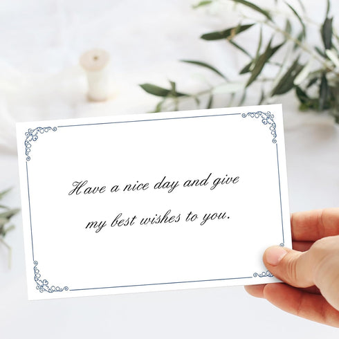 50 Pack Whaline Flower Stationery Cards with Envelopes Blank Thank You Note Cards Blue White Floral Print Greeting Card