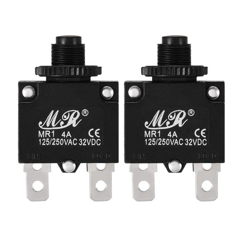 uxcell 2Pcs Push Button Reset Circuit Breaker, Thermal Overload Protector AC 125/250V 4A