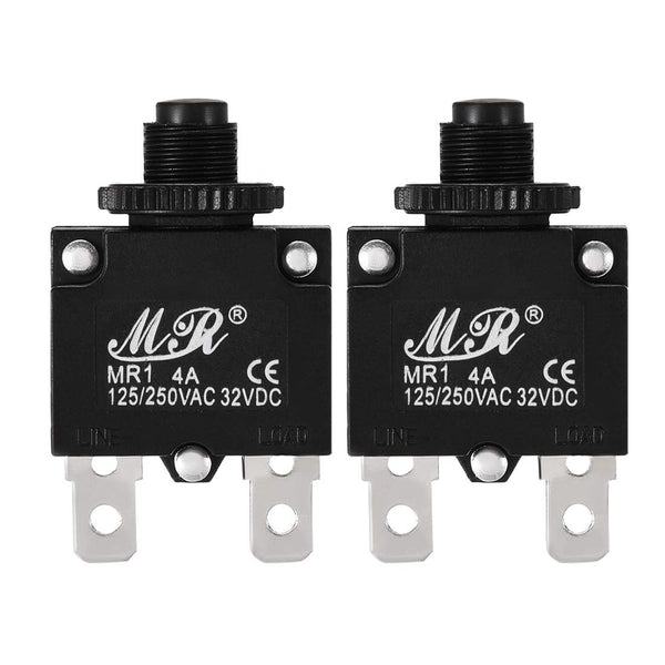 uxcell 2Pcs Push Button Reset Circuit Breaker, Thermal Overload Protector AC 125/250V 4A
