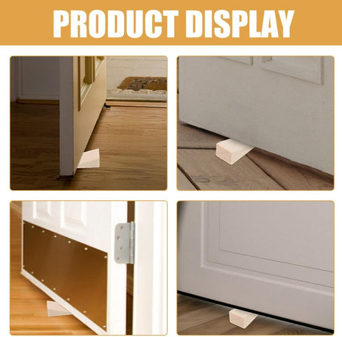 Wooden Door Wedge Stopper, 2PCS Triangle Wood Block, Non-Slip Door Stop for Indoor and Outdoor Use
