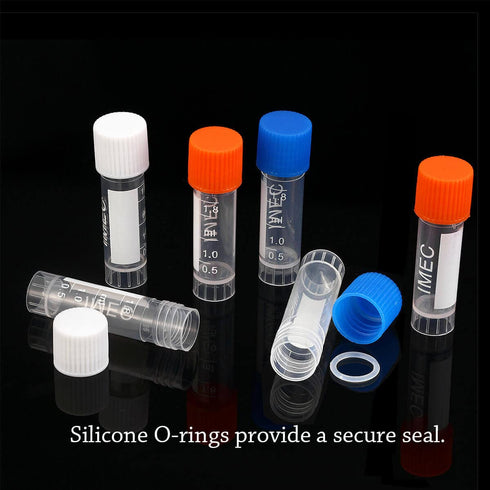 100PCS 2ml Plastic Small Vials with Screw Caps, Cryotubes, PP Material, Free from DNase, RNase, Human DNA