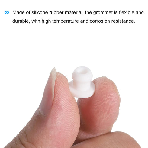 MECCANIXITY 10Pcs White Snap Rubber Grommet Hole Plug Mount, Dia 6.5mm ID 4mm H 9mm Seal for Electrical Box