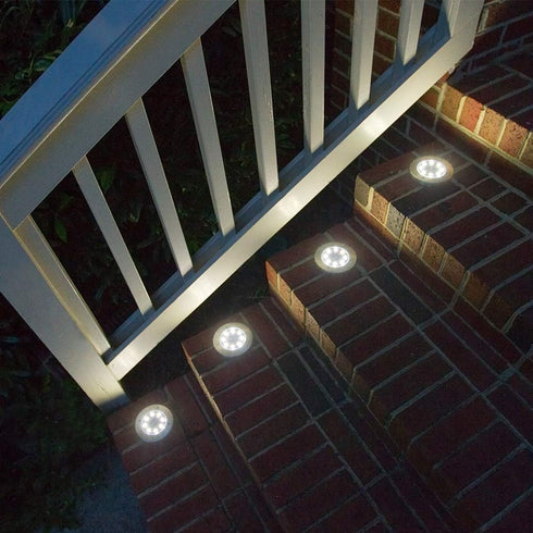 Aogist Solar Ground Lights, 8 LED In-Ground Outdoor Landscape Lighting for Lawn, Patio, Pathway, Yard, Deck (White, 4