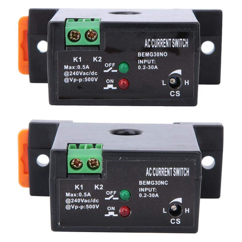 AC Current Sensing Switch, Adjustable Current 0.2~30A, Flameproof ABS Self Powered with User Manual