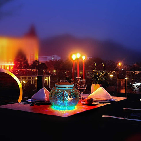 EONLYX Solar Outdoor Table Lamp, Solar Powered Mosaic Glass Ball Garden Lights Waterproof Color Changing Mood Night