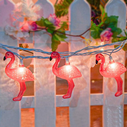 GOOTHY 8.5Ft Pink Flamingo String Lights - 10 Mini Lights, Plug in Decorative Fairy Lights for Party Decor