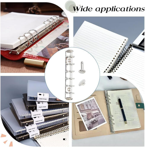 BENECREAT 4 Pcs 6 Holes A7 Ring Binder Mechanism Replacement Kit with Screws
