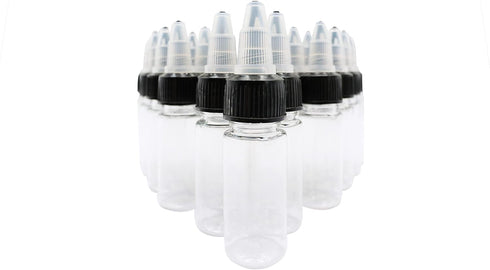 Hard Plastic Extruded Liquid Bottle, 28 Pcs 0.5 oz PET Dispensing Bottles for Laboratory, Ink, Watercolor