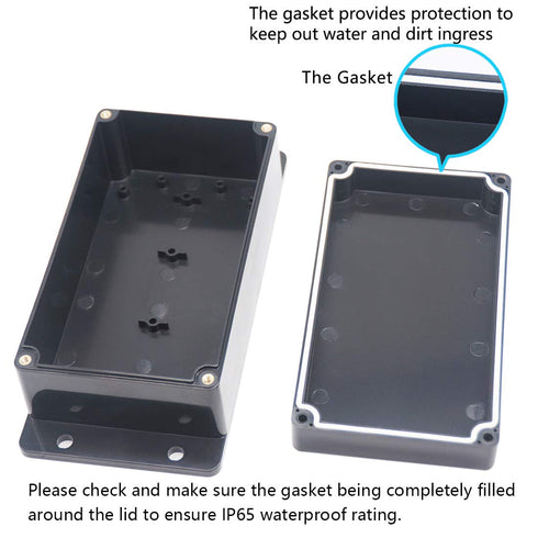 Zulkit Junction Box, ABS Plastic Dustproof Waterproof IP65 Electrical Boxes Project Enclosure, Black (Pack of 2)