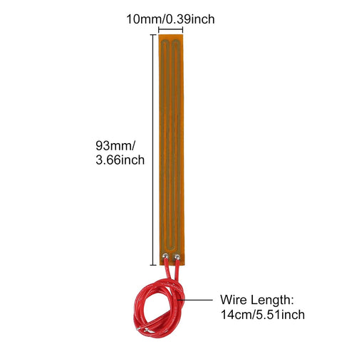 15pcs 10mmx93mm Film Heater Plate Adhesive Pad, PI Heating Elements Film 12V 12W Strip Heater Adhesive Polyimide Heater Plate (12V 12W 10mmx93mm)