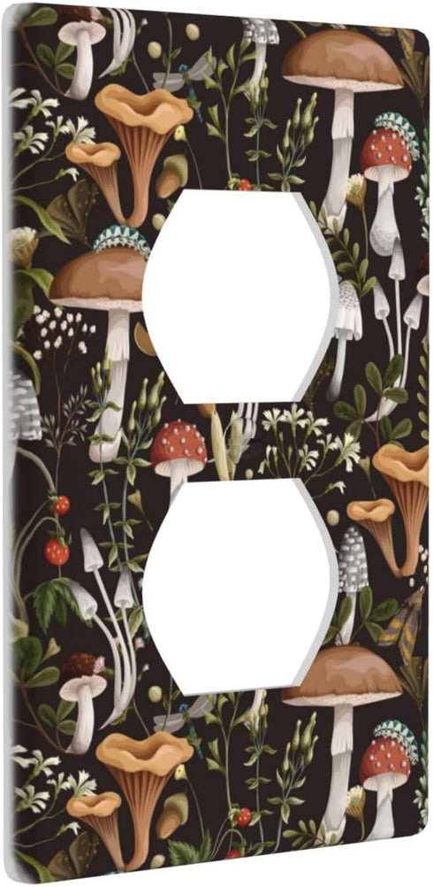 Boho Mushroom Single Duplex Outlet Light Switch Plate Cover, Decorative Wall Plate for Home Bedroom Kitchen
