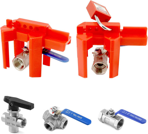 10 Pack 1/2"-2-1/2" QWORK Small Ball Valve Lockout, Adjustable Ball Valve Lockout Device, for Outside Pipe Diameter