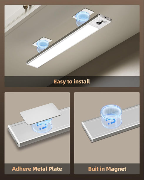 4-Pack 2400mAh Closet 3 Dimmable, Counter (8-inch) EZVALO Under Cabinet Lights, Rechargeable Motion Sensor Light