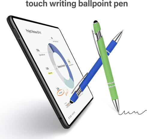 Ballpoint Pens with Stylus Tip, Soft Touch Click Stylus, 2 in 1 Retractable Metal Pens, Black Ink, 4 Colors (12 Count)