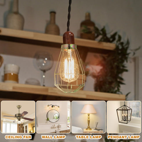6 Bulb ULTECHNOVO Pcs Metal Wire Cage Light Guard, Vintage Industrial Lamp Shade Covers with Adjustable Clamp, Brass