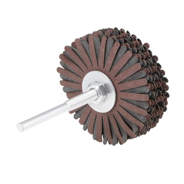 uxcell Abrasive Cloth Flap Wheel, 1/4-Inch Shank for Woodworking, Root Carving, Furniture Polishing, 320 Grit