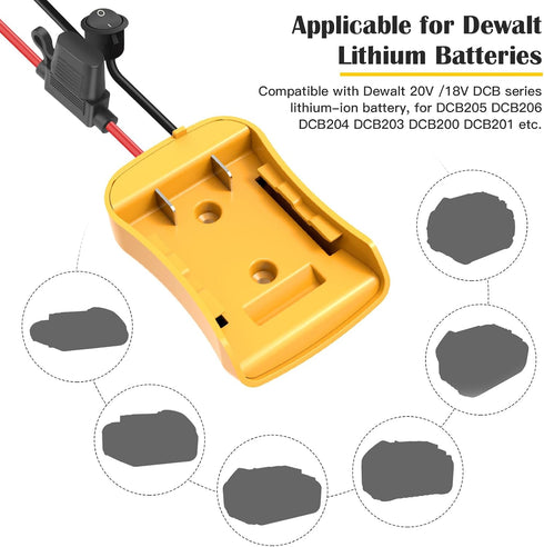 CHoiKWong 1 Packs 20V 12AWG Adapter for Dewalt Battery Adapter for Power Wheel Battery Upgrade Conversion Kit