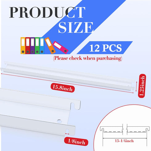 Patelai 12 Pcs Filing Front to Back Rails, Stainless Steel White File Cabinet Inserts for Letter Size Folders