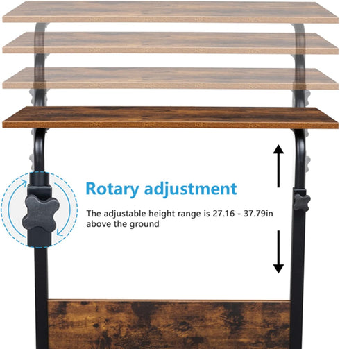 Ymlpre Standing Desk Adjustable Height, Portable Mobile Stand Up Desk for Sofa and Bed, Laptop Rolling Cart
