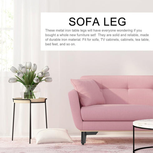 17cm, ABOOFAN Metal Furniture Support Legs for Cabinet, Sofa, Bed Matte Black Tripod Design Sturdy Replacement Feet