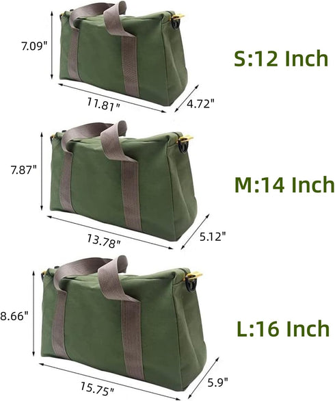 14 Inch Wide Mouth Tool Bag, Canvas Tool Bag, Heavy Duty Tool Storage Bag, Large Capacity Tool Tote Bag for Electricians, Power Tool Organizer Pouch, Tool Bags for Men by Sanseenia