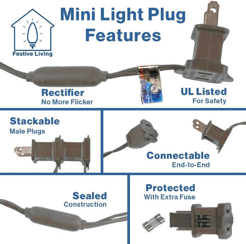 70 24 Commercial 21 Sets Warm White Wide Angle LED Mini Lights on Brown Wire Ft Grade Christmas String Lights, Full