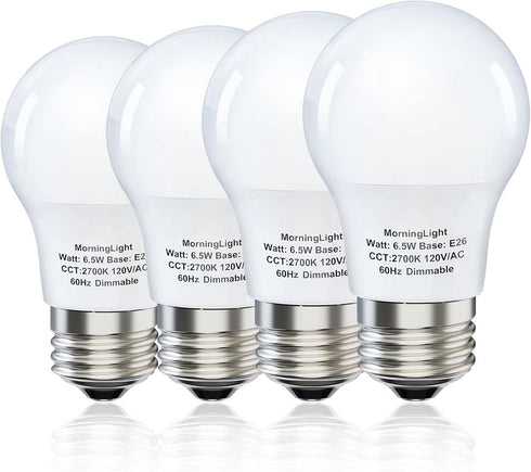 A15 Ceiling Fan Light Bulb, 60 Watt Equivalent, 6.5W Dimmable LED, 2700K Warm White, 4 Pack