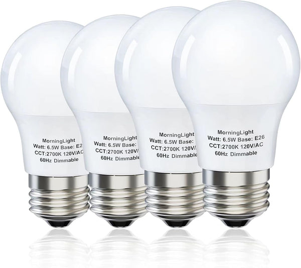 A15 Ceiling Fan Light Bulb, 60 Watt Equivalent, 6.5W Dimmable LED, 2700K Warm White, 4 Pack