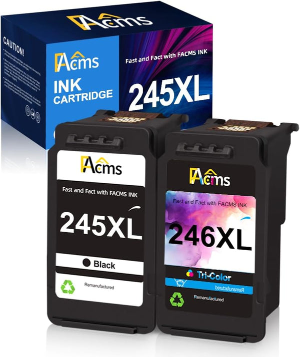 Remanufactured 245XL 246XL Combo Pack Ink Cartridge Replacement for Canon PG-245XL CL-246XL (2-Pack)