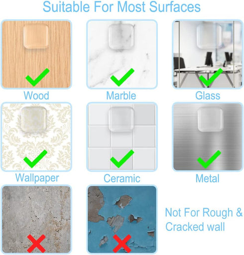 Transparent Square Door Stopper Wall Protector Set - 6-Piece Soft Rubber Bumpers with Strong Adhesive