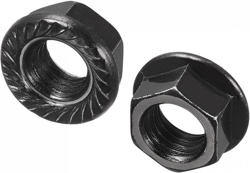 uxcell M10 Serrated Flange Hex Lock Nuts, Carbon Steel Black Oxide Finished 20pcs