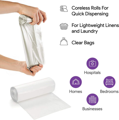 12-16 500 Count 6 10 Gallon Clear Garbage Can Liners, - Medium - Large Trash Can Liners - High Density, Thin