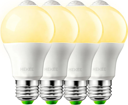 HEKEE Motion Sensor LED Light Bulb 9W A19 PIR Built-in IR 60W Equivalent