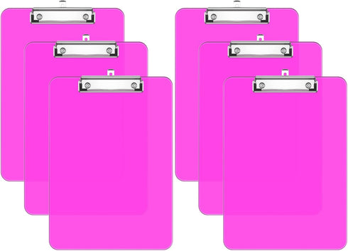 Rimilak Plastic Clipboards Set of 6, Translucent Clip Board with Low Profile Metal Clip, 12.5 x 9 Inch
