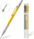 Enhon 2mm Mechanical Carpenter Pencil Set with 12 Marker Refills, Sharpener, Extended Needle-Nose Tip (Black, Yellow)