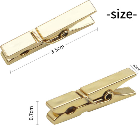 Mini Plastic Clips, 100 Pieces, Utility Photo Clips, 3.5 x 0.5 x 0.7cm, Gold