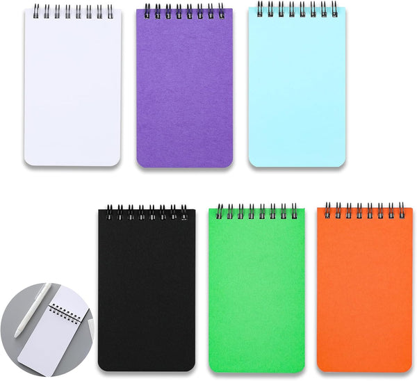 QiCheng Pocket Notebook, Small Notepad, 3X5 Inches, 6 Blank Spiral Notebooks