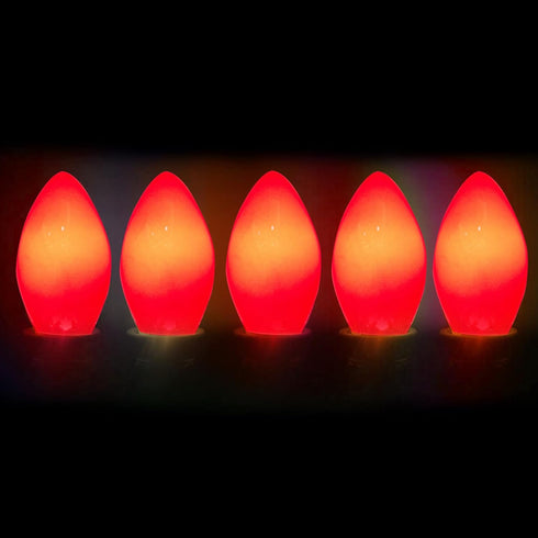 25PK C7 Christmas LED Replacement Bulbs C7 Ceramic Red LED Bulb 0.6W E12 Base for Outdoor Indoor Christmas Decor
