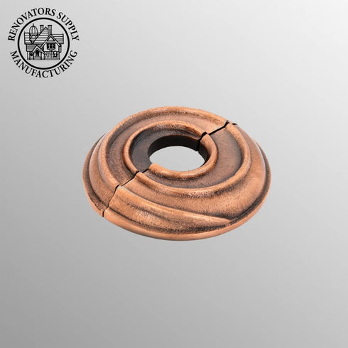 Renovators Supply Manufacturing Escutcheon Plate, 3.13 in OD, 1/2 in IPS, Antique Copper Finish Aluminum