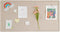 Foldable Large Felt Bulletin Board, 36'' x 18'', Decorative Display Board with 35 Rose Pins for Home, Office