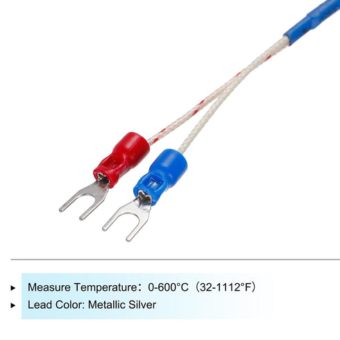 MECCANIXITY K Type Thermocouple Temperature Sensor PT100 6mm High Temperature Probe 13ft Wire