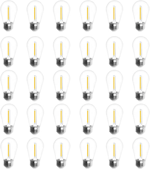 Jslinter 30-Pack LED String Light Bulbs Replacement, 1W E26 Vintage Bulbs, 2200K Warm White, Indoor/Outdoor