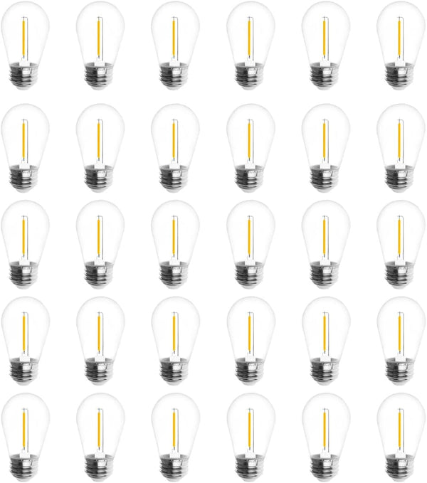 Jslinter 30-Pack LED String Light Bulbs Replacement, 1W E26 Vintage Bulbs, 2200K Warm White, Indoor/Outdoor