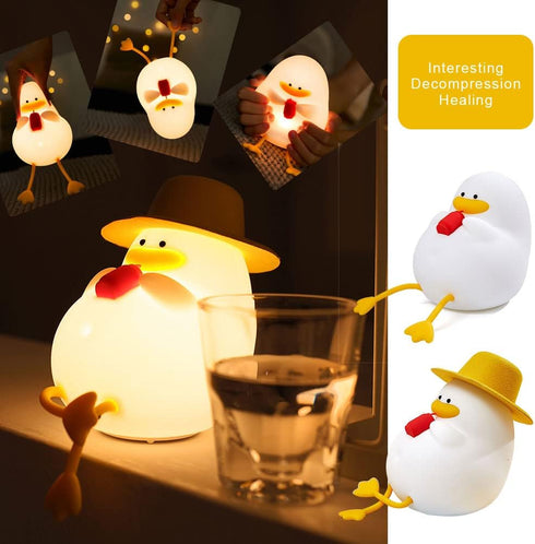 LVOERTUIG 30 Cute Duck USB Rechargeable Night Light, Silicone Kids Lamp with Minute Timer & Tap Control, for Nursery