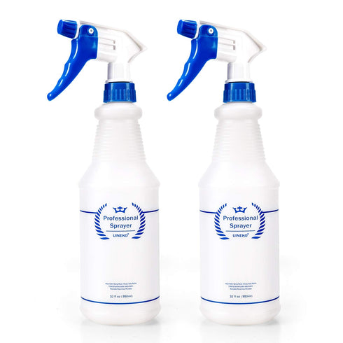 Plastic Spray Bottle 2 Pack - 32 Oz Heavy Duty All-Purpose Spraying Bottles, Leak Proof with Adjustable Nozzle
