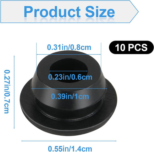 10 Pcs 10mm Rubber Hole Plug Black Silicone Round Snap in Type Locking Furniture Hole Plug Protective Cover Rubber Plugs for Holes Watertight(Black)