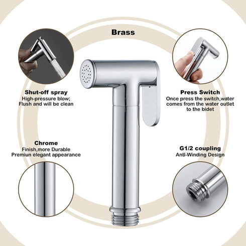 IIUUAYUVI Washing,Type2(Type1) HandheldSprayer for Toilet Round Cloth Diaper Sprayer BrassSprayer for Toilet
