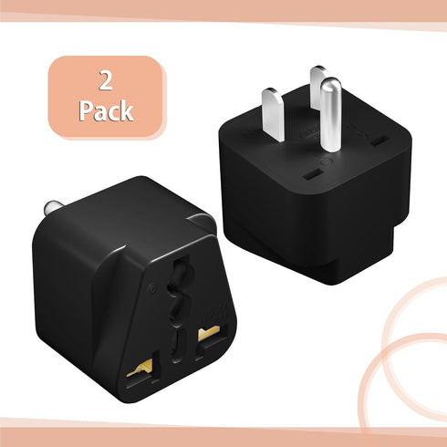 Bates- Universal Adapter, 2 Pack, Black Travel Adapter, UK to US Plug Adapter, Universal Plug Adapter Plug, Universal Travel Adapter, European to American Plug Adapter, Europe to US Plug Adapte